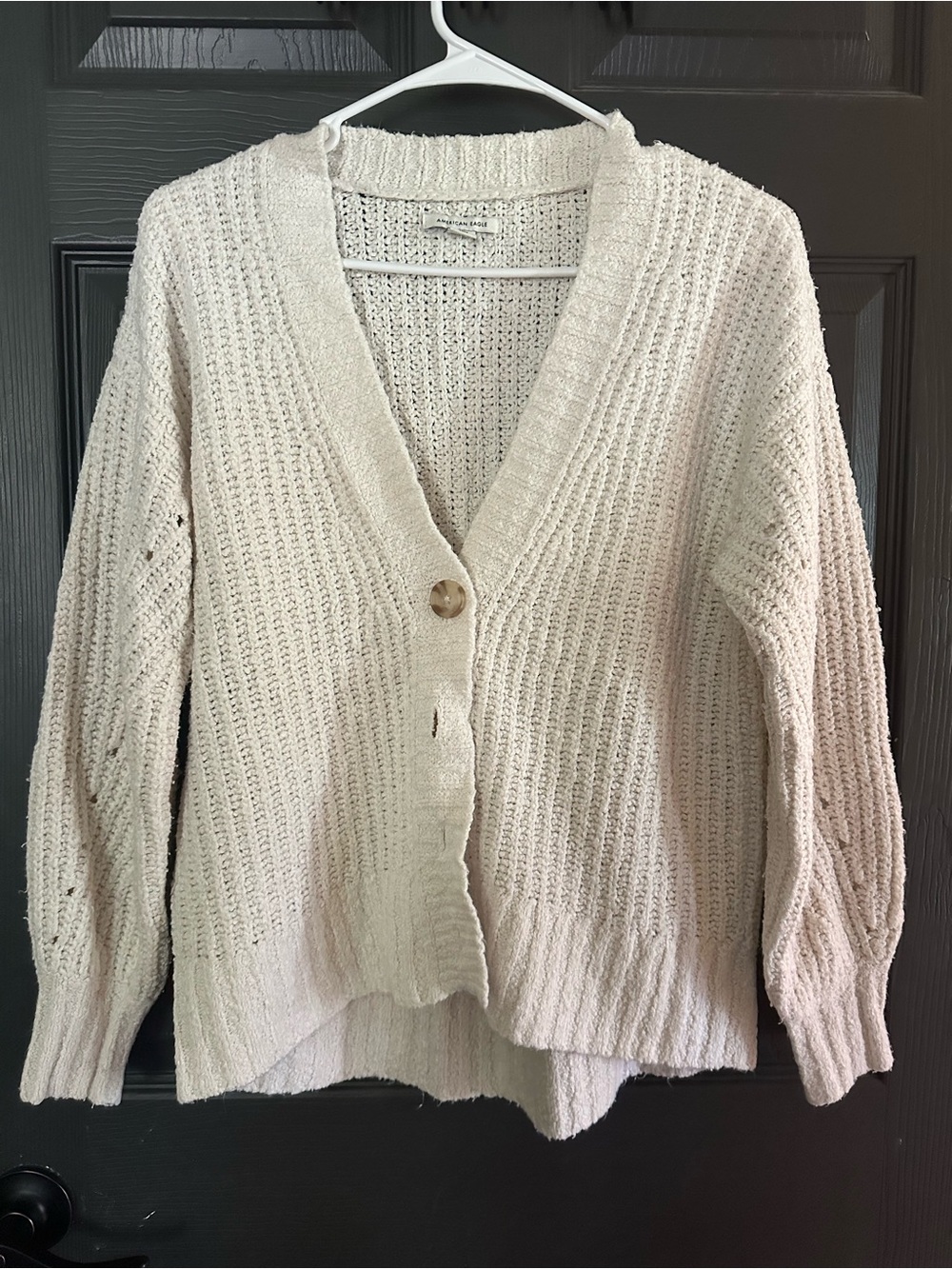 American Eagle Knit Button-Front Cardigan Sweater - Cream